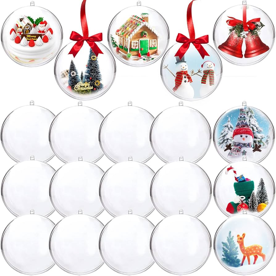 20 Pcs Clear Fillable Ornaments Balls,DIY Plastic Christmas Ornament Balls,Transparent Tree Decor... | Amazon (US)