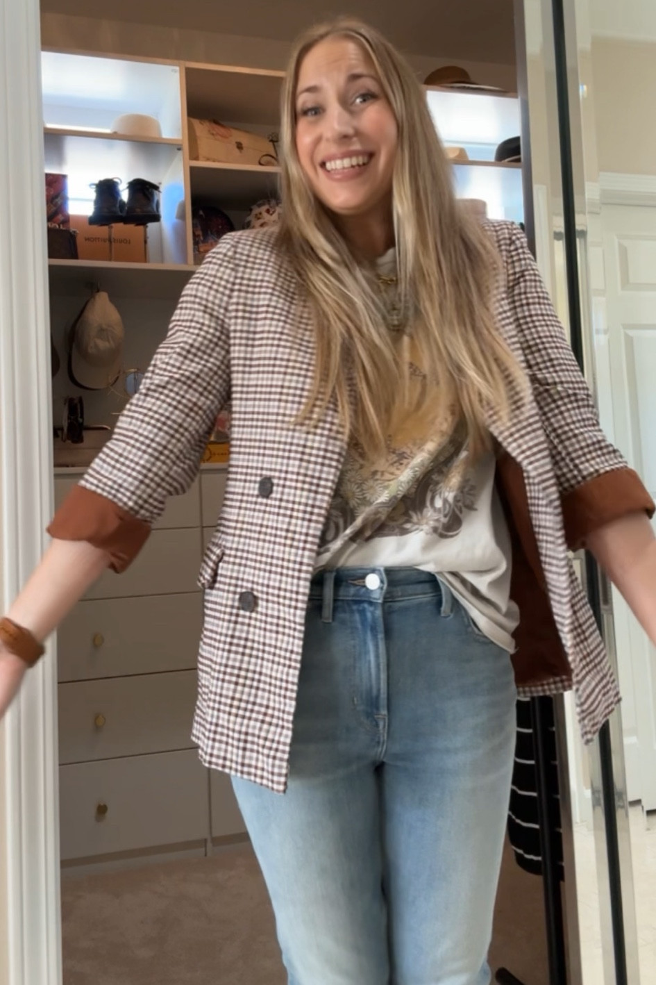 Fall is here, and it’s time to elevate your wardrobe! 🍁 A plaid blazer, graphic tee, and jeans make the perfect effortless combo for transitioning into cooler weather. Whether you’re heading to brunch or a casual meeting, this look brings together cozy and chic. Layer up with timeless fall staples that you can mix and match all season long. Ready to style your fall wardrobe? 

#LTKStyleTip #LTKSaleAlert #LTKSeasonal