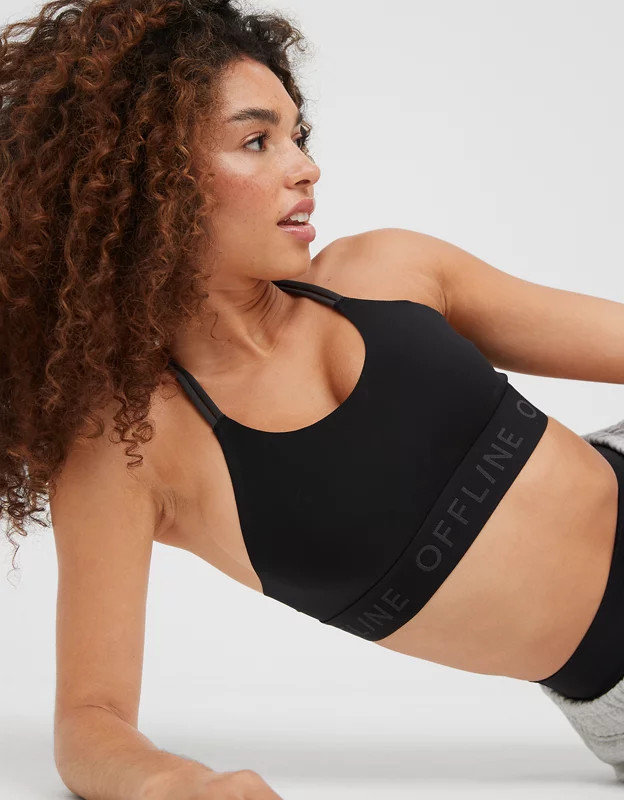 OFFLINE By Aerie Goals Logo Strappy Sports Bra | Aerie