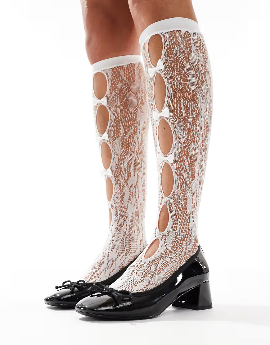 Glamorous bow back lace socks in blue-White | ASOS (Global)