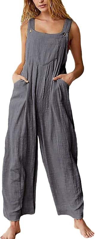 UANEO Overalls for Women Loose Fit Summer Wide Leg Jumpsuits Floral Boho Clothes | Amazon (US)