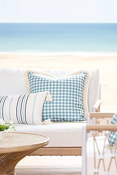 Hofdeco Premium Coastal Hampton Style Patio Indoor Outdoor Pillow Cover Only, 20"x20" Water Resis... | Amazon (US)