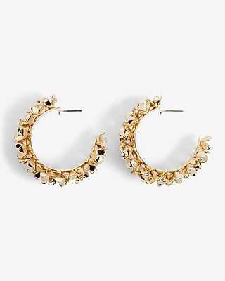 Pearl Floral Post Back Hoop Earrings | Express