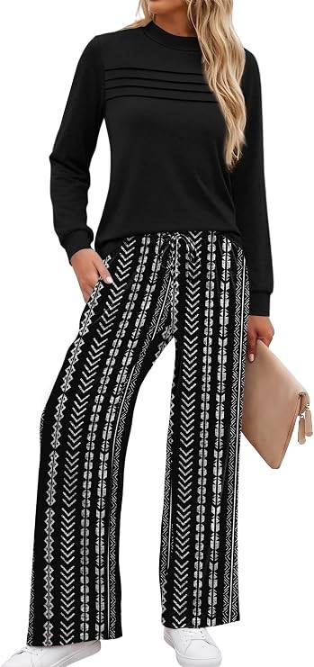 WIHOLL Two Piece Set for Women Fall Outfits 2026 Travel Airport Vacation | Lounge Sets Mock Neck ... | Amazon (US)