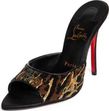 Christian Louboutin Miss Z Ocelot Sequin Silk Sandal (Women) | Nordstrom | Nordstrom