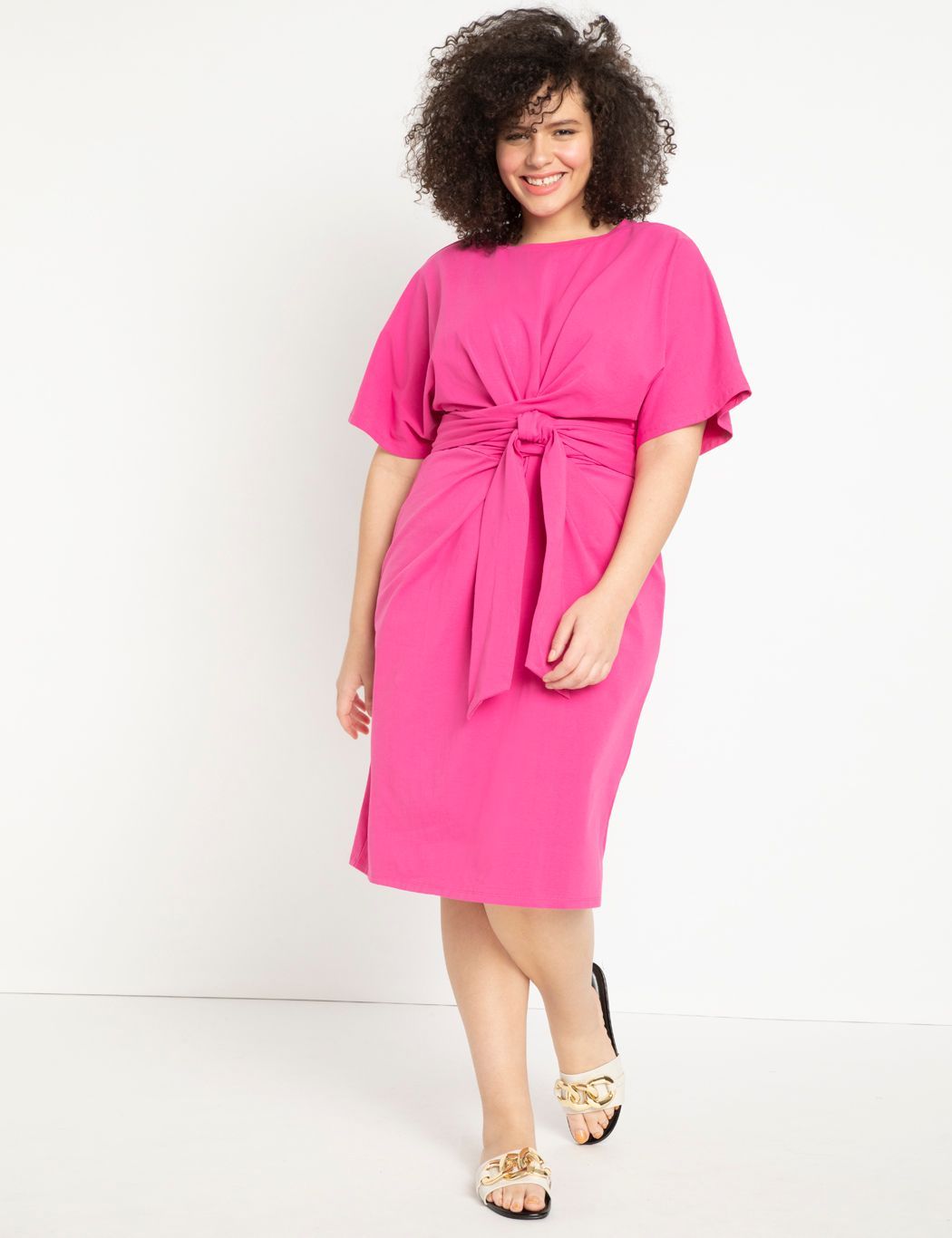 Cross Front Flutter Sleeve Dress | Women's Plus Size Dresses | ELOQUII | Eloquii