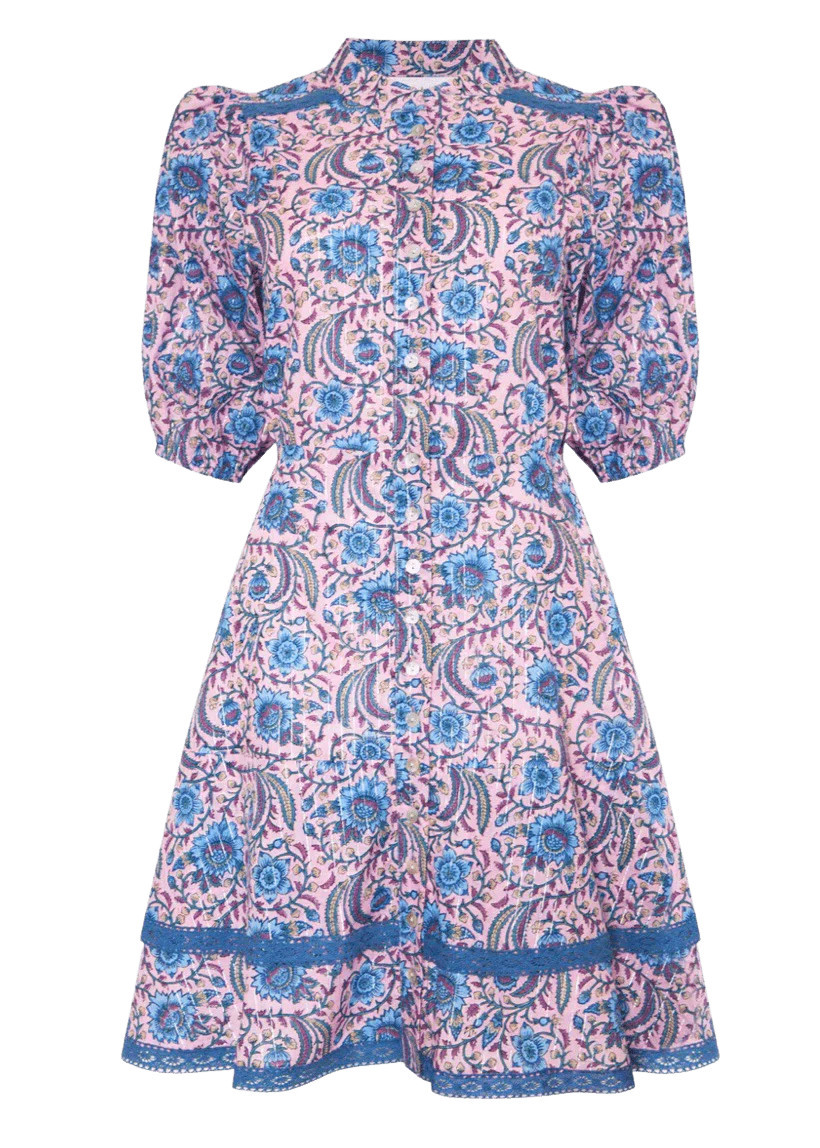 Orchid chintz Isabelle dress | Mulberry & King