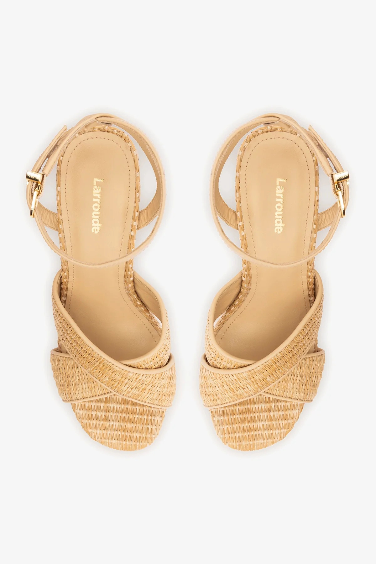 Dolly X Platform Sandal In Natural Raffia | Larroude