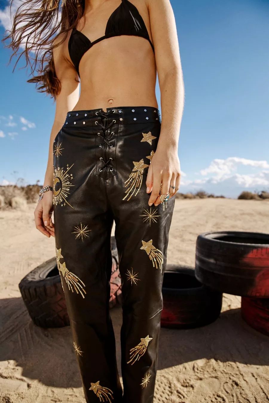 Real Leather Celestial Embellished Pants | Nasty Gal (US)