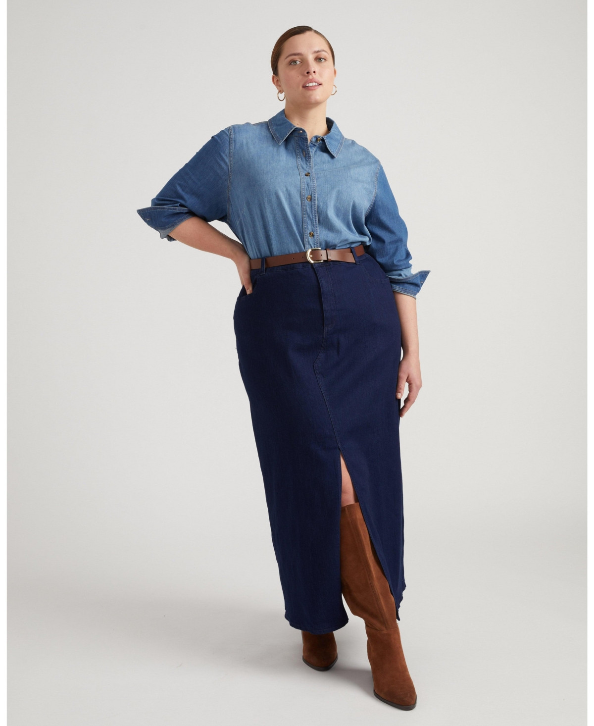 Universal Standard Plus Size ComfortDenim Maxi Skirt - Dark indigo | Macy's