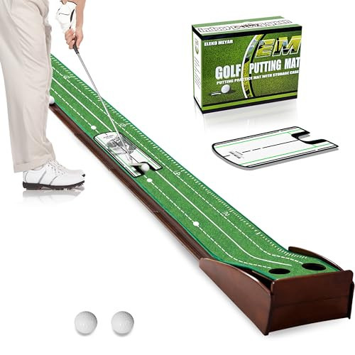 Putting Green Putting matt for Indoors Golf Putting Mat - Indoor Putting Green with Ball. Putting matt for Golf Practice, Portable and Easy to Clean. Great Gift (Brown+Putting Mirror) | Amazon (US)