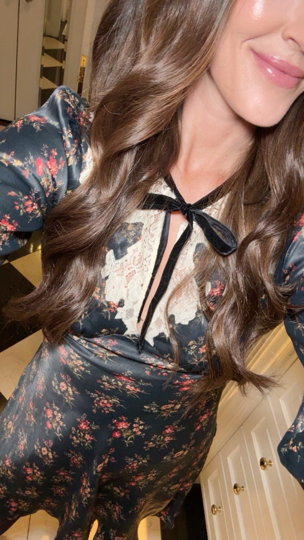 Holiday party silk, lace and velvet dress! Wearing a small. Paired with black tights and heels.

Winter outfit
Date night 

#LTKSeasonal #LTKHoliday