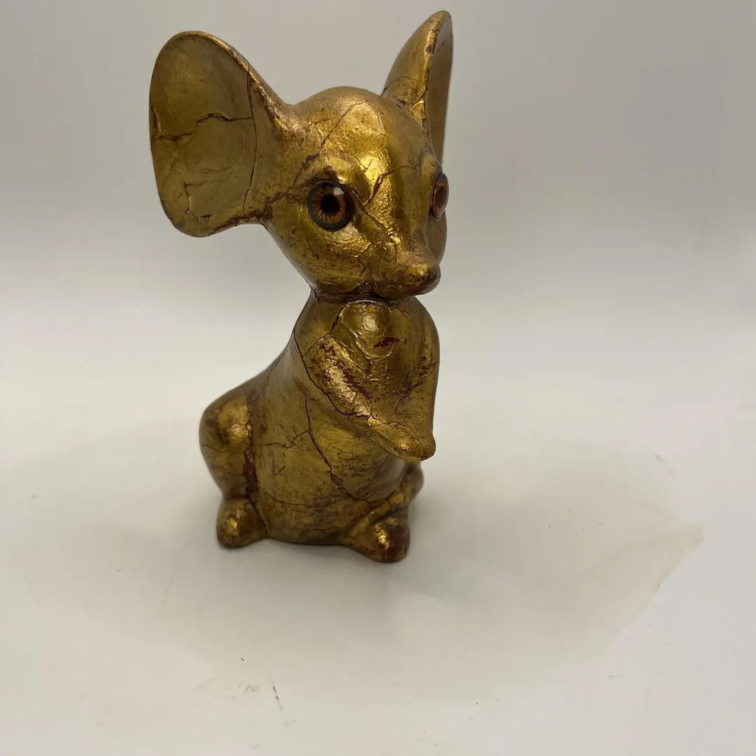 Vintage Ceramic Gold Mouse Glass Eyes Big Ears Crackled | Etsy (US)