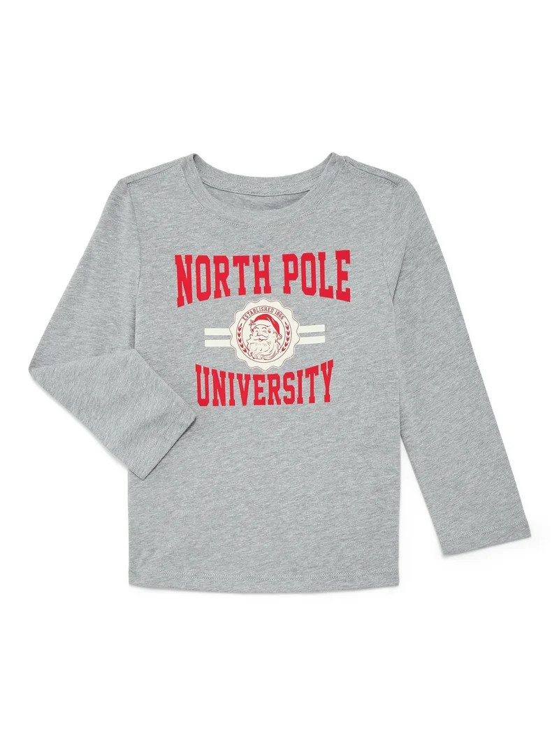 Holiday Time Toddler Boys or Girls Christmas Tee with Long Sleeves, Sizes 12M-5T | Walmart (US)