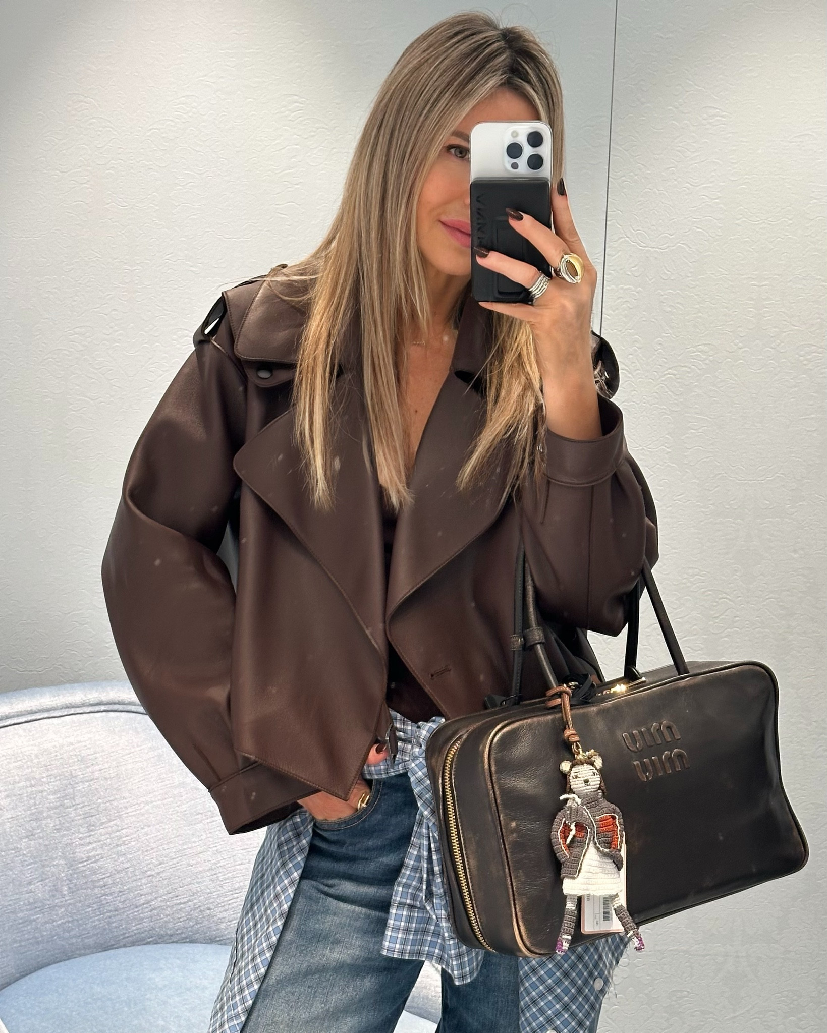 Maroon , brown & blue 🤎 
My leather jacket is from Desavary London . I’ve listed some alternatives #burgundy #brown #miumiu #casualstreetchic 

#LTKwinter #LTKautumn #LTKeurope