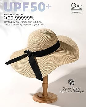 FURTALK Womens Sun Straw Hat Wide Brim UPF 50 Summer Hat Foldable Roll up Floppy Beach Hats for W... | Amazon (US)