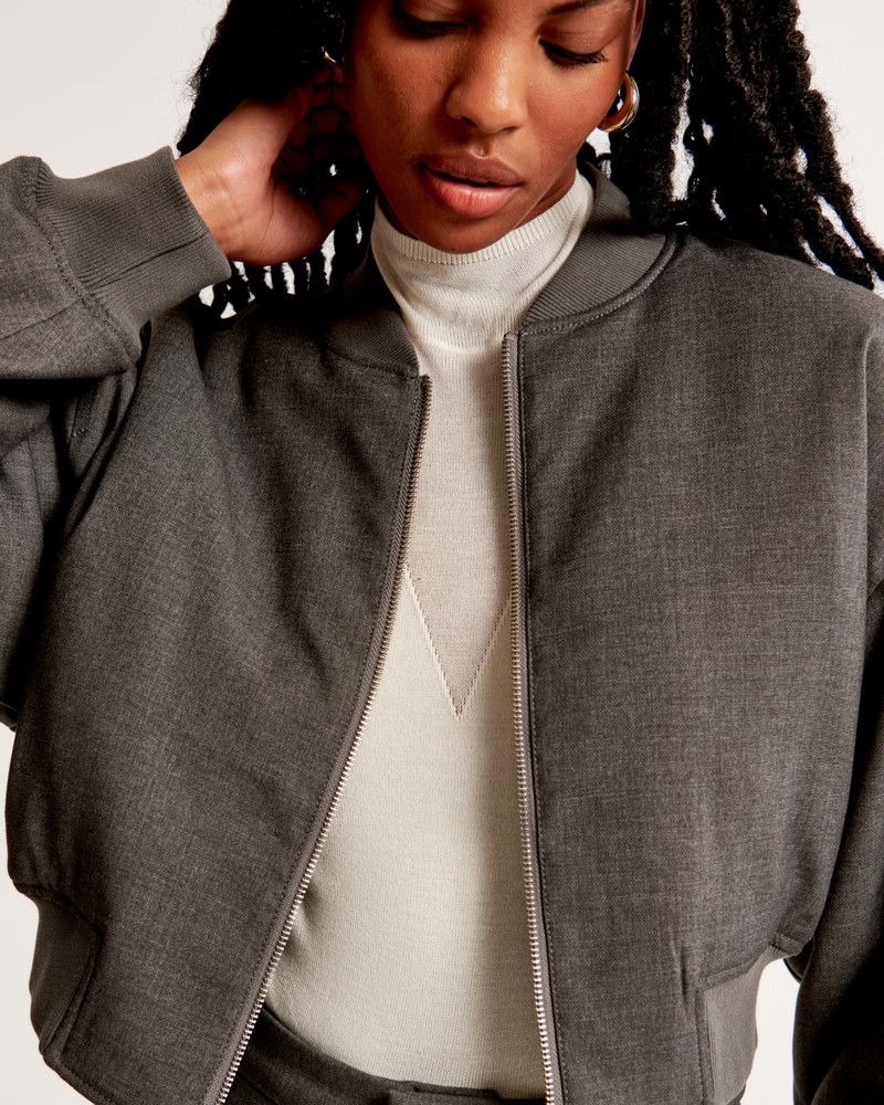 Cropped Reversible Bomber Jacket | Abercrombie & Fitch (US)