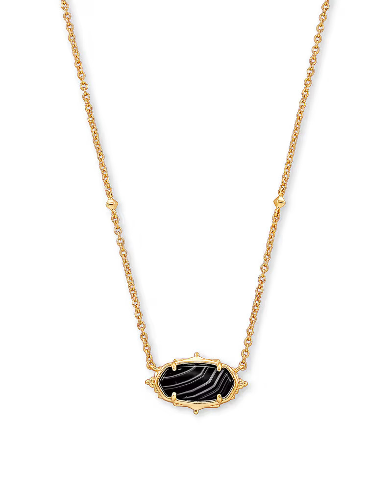 Baroque Elisa Gold Pendant Necklace in Black Banded Agate | Kendra Scott
