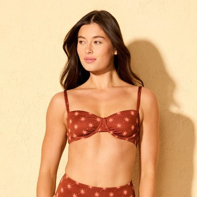 Women's Solar Jacquard Underwire Bikini Top - Shade & Shore™ Brown S | Target