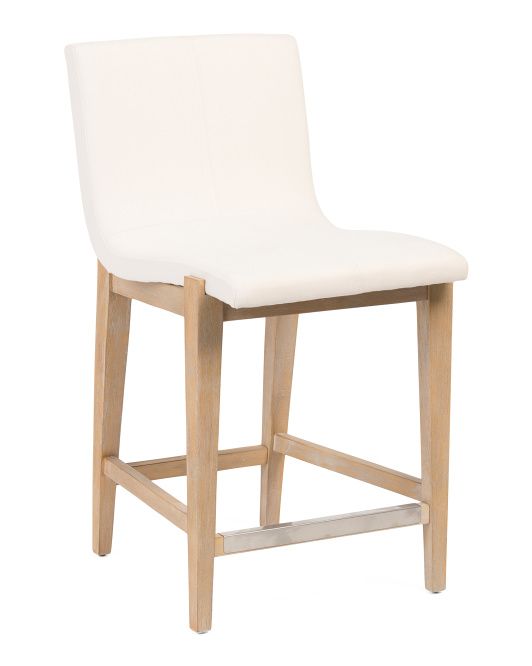 38in Upholstered Exposed Wood Frame Counter Stool | TJ Maxx