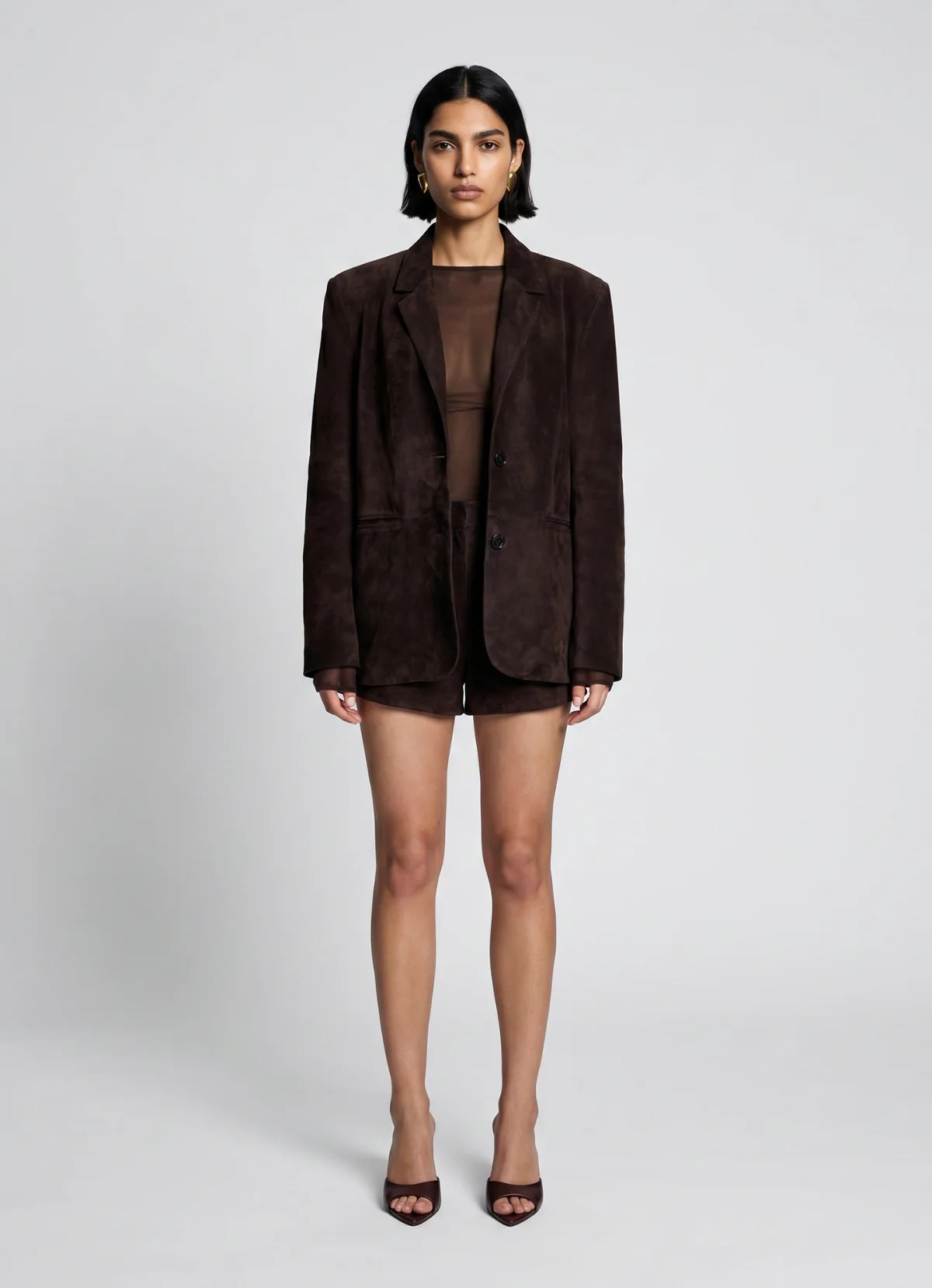 Espresso Suede Blazer | DE SAVARY LONDON
