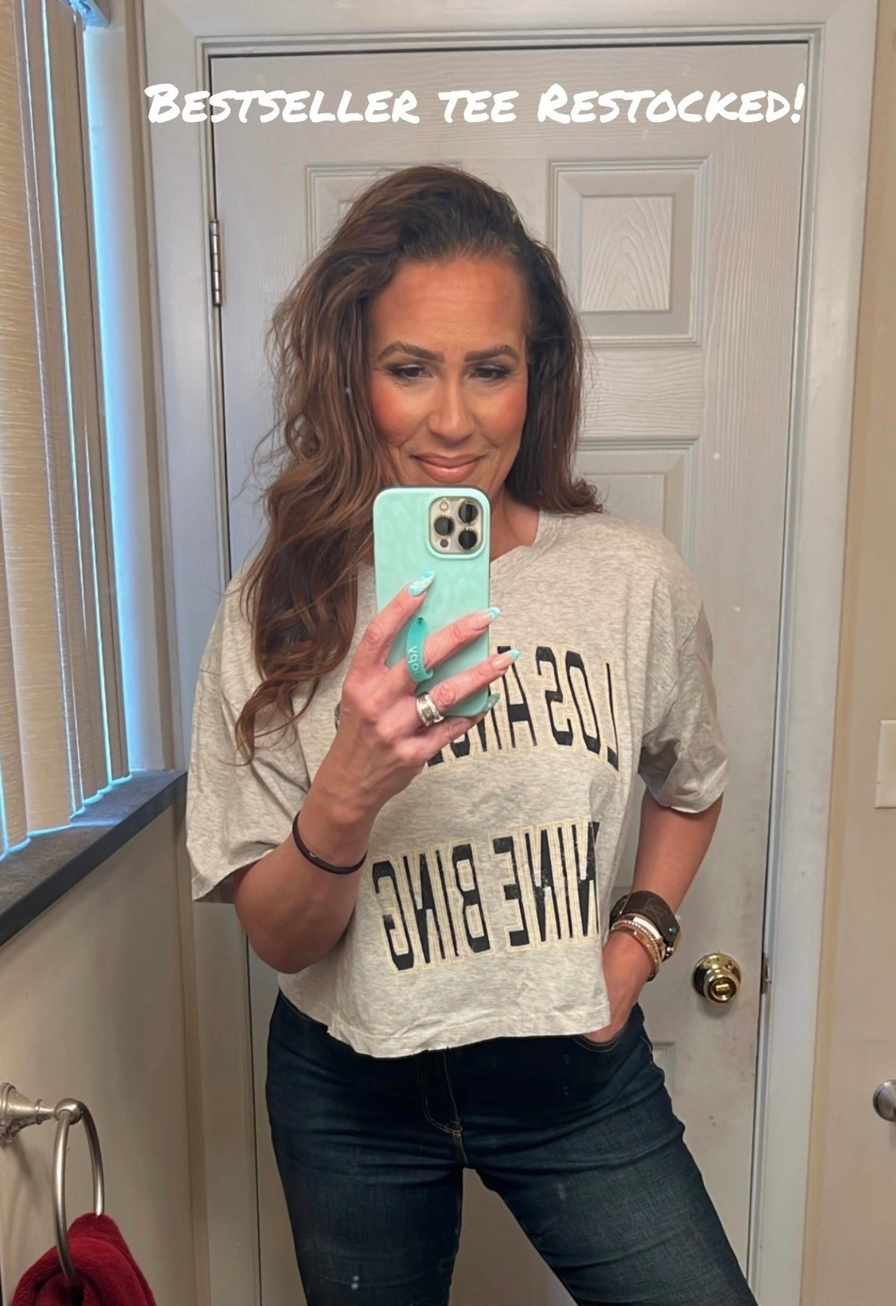 Bestseller Anine Bing tee restocked! Love a good graphic tee. I could have done a small but I decided to size up to a medium for more length on this cropped tee. I’m 5’10” for reference. Skinny jeans, neutral sneakers @nordstrom  #LaidbackLuxeLife

Tee: M
Jeans: 8 Long
Sneakers (not shown): Run TTS

Hey Beautiful! Feel free to comment on this post if you have any questions! 🫶🏽

Follow me for more fashion finds, beauty faves, lifestyle, home decor, sales and more! So glad you’re here!! XO, Karma

#LTKootd #LTKTall #LTKOver40