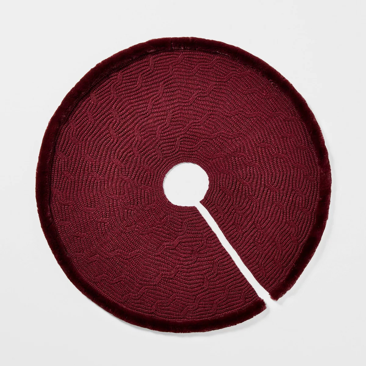 Cable Knit Faux Fur Trim Tree Skirt True Khaki - Threshold™ designed with Studio McGee | Target