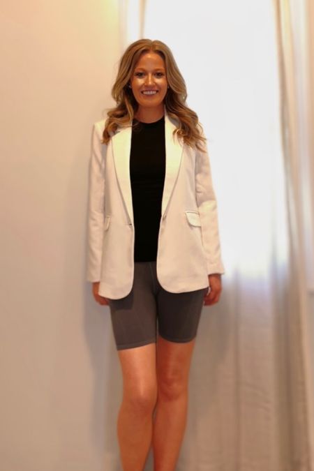 Ways to style a blazer • Outfit Inspo• Outfit Ideas• OOTD 
This blazer & similar ones I’ve linked are currently marked down! 
It is an oversized fit, but I sized down for a more relaxed fit and ordered it in the petite XS and love the way it fits. 🤍 10/10
on the quality & so many ways to style.

#LTKsalealert #LTKfit #LTKstyletip