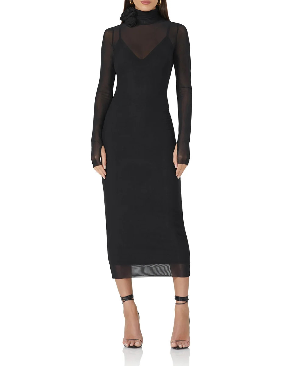 Shailene Rosette Dress - Noir | ShopAFRM