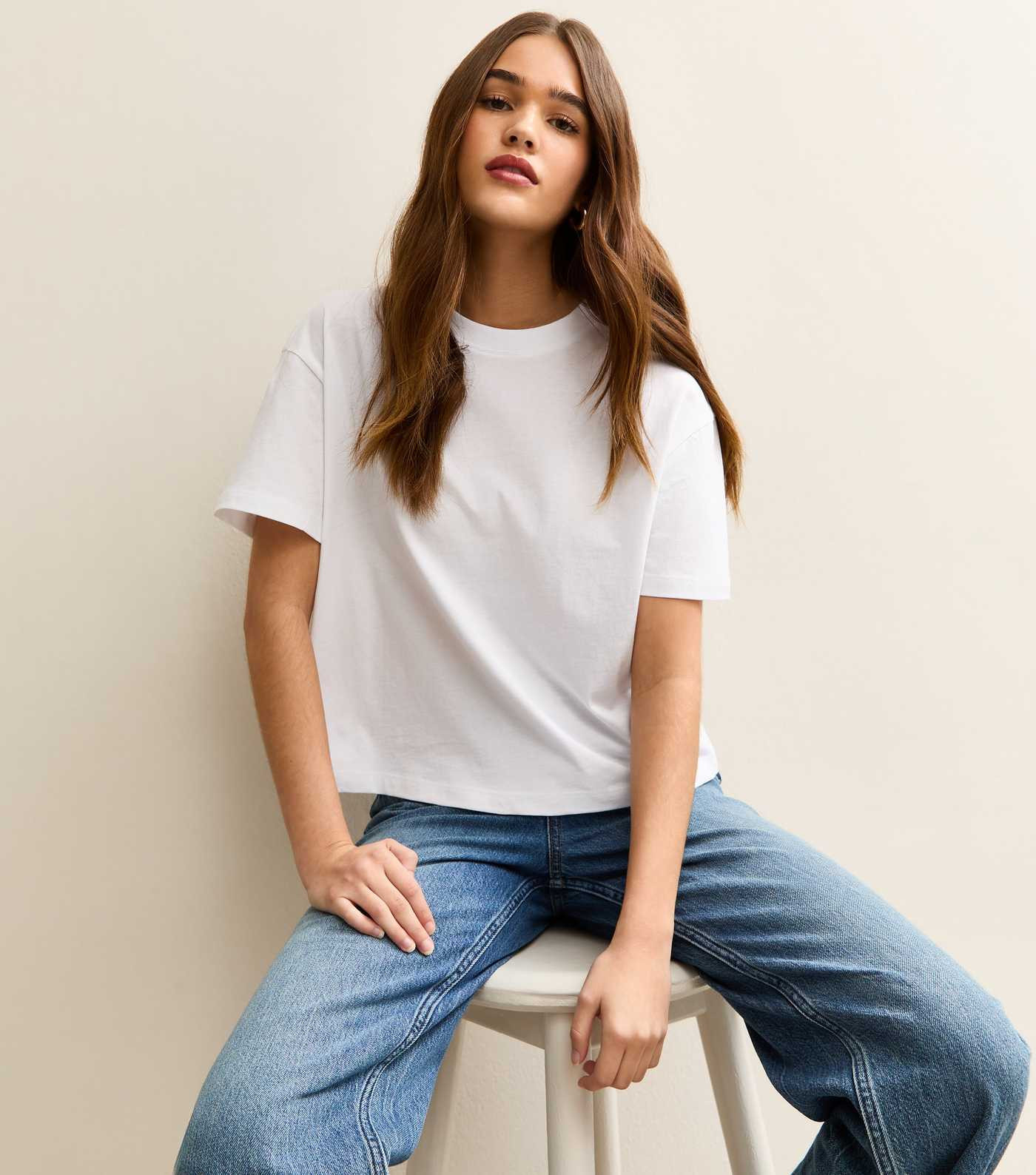 White Cotton Boxy Fit T-Shirt | New Look | New Look (UK)