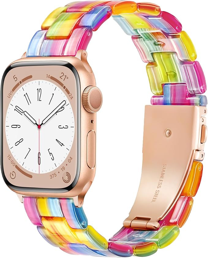 Melyis Resin Band for Apple Watch Bands 41mm 40mm 38mm, fit Apple Watch Bands for Women, iWatch B... | Amazon (US)