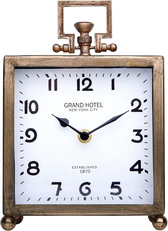 NIKKY HOME Metal Table Clock, Silent Non-Ticking Classic Battery Operated Decorative Mantel Desk ... | Amazon (US)