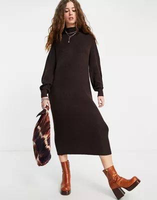 Only maxi knitted dress in chocolate brown | ASOS (Global)