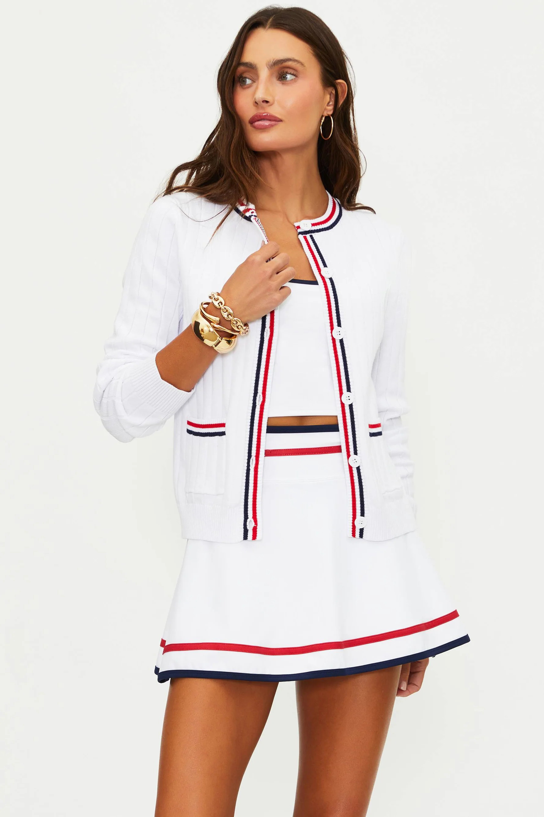 Ally Cardigan Heritage White | White Cardigan Sweater Contrast Trim | Beach Riot | Beach Riot