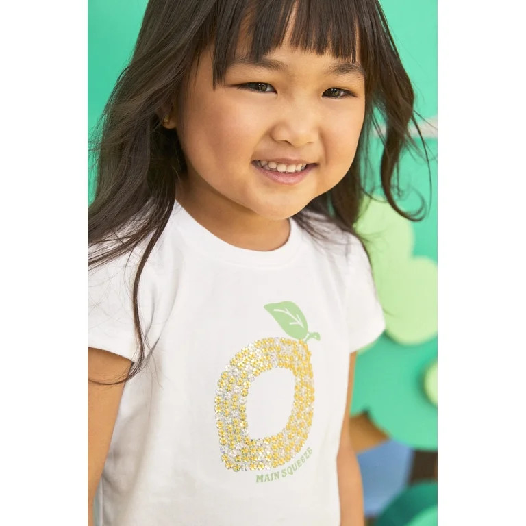 Garanimals Toddler Girl Short Sleeve T-Shirt with Sequin Detail, Sizes 18M-5T | Walmart (US)