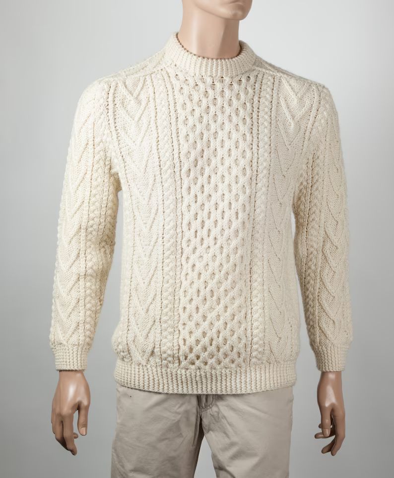 Traditional Aran Sweater, Irish Fisherman Sweater,100% Soft Merino Wool- MADE IN IRELAND- Heavywe... | Etsy (US)