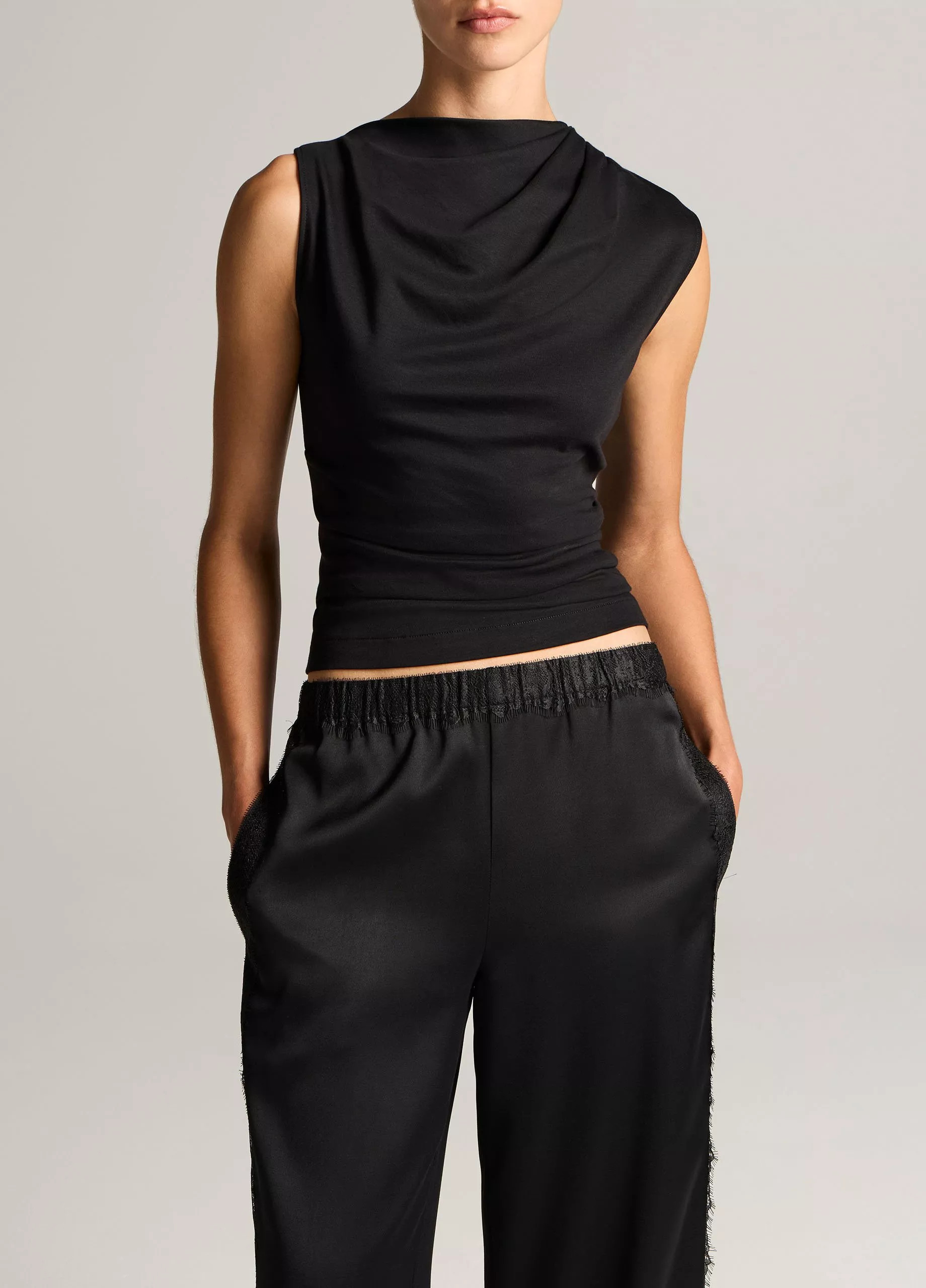 Pima Cotton Draped Sleeveless Top | Vince LLC