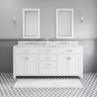 Water Creation Madison 72 in. Vanity in Modern White with Marble Vanity Top in Carrara White MADI... | The Home Depot