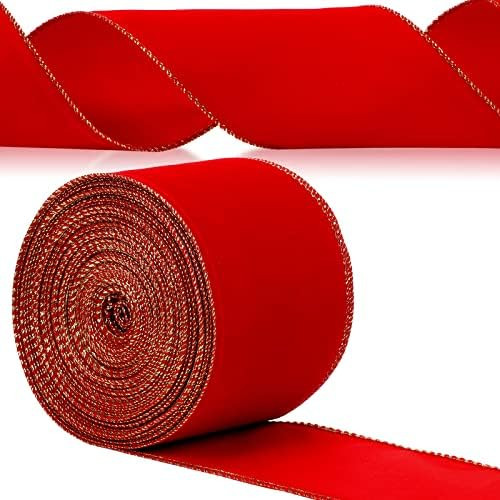 Yungyan Velvet Ribbons with Gold Edge Felt Ribbon Gift Bow Wrapping Ribbon Waterproof for Handmad... | Amazon (US)