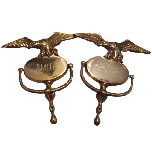 VINTAGE Brass Eagle Door Knockers Pair  9 X 8.2 Engraved SMITH | eBay US