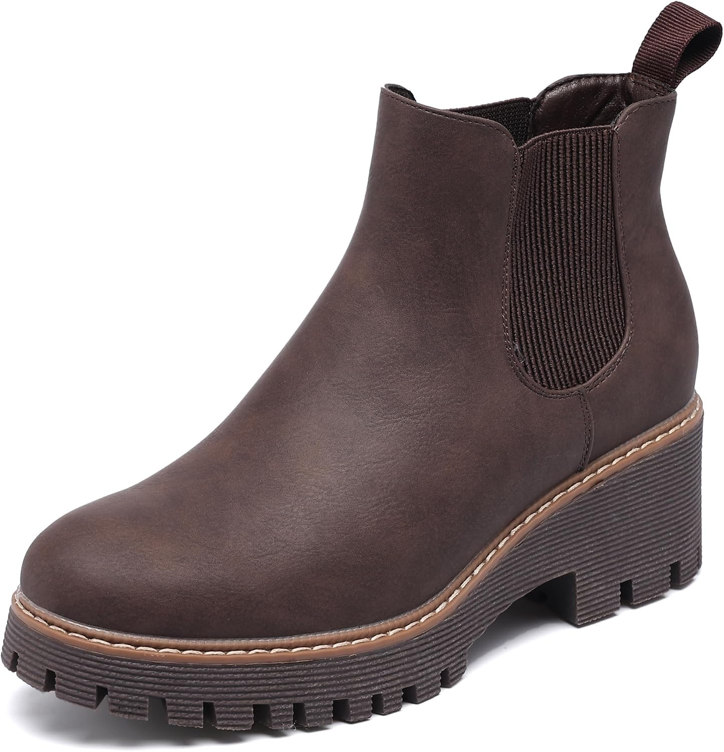 Women's Chunky Platform Chelsea Ankle Boots with Low Wedge Heel | Amazon (US)