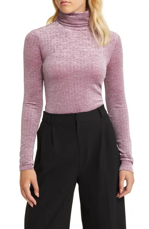 Open Edit Stretch Velvet Turtleneck in Purple Syrup at Nordstrom, Size Xx-Small | Nordstrom