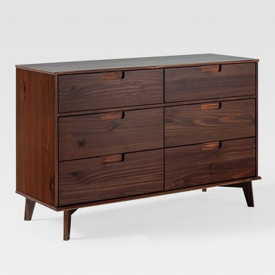 Saracina Home Mid Century Modern Groove Wood 6 Drawer Dresser Walnut | Target