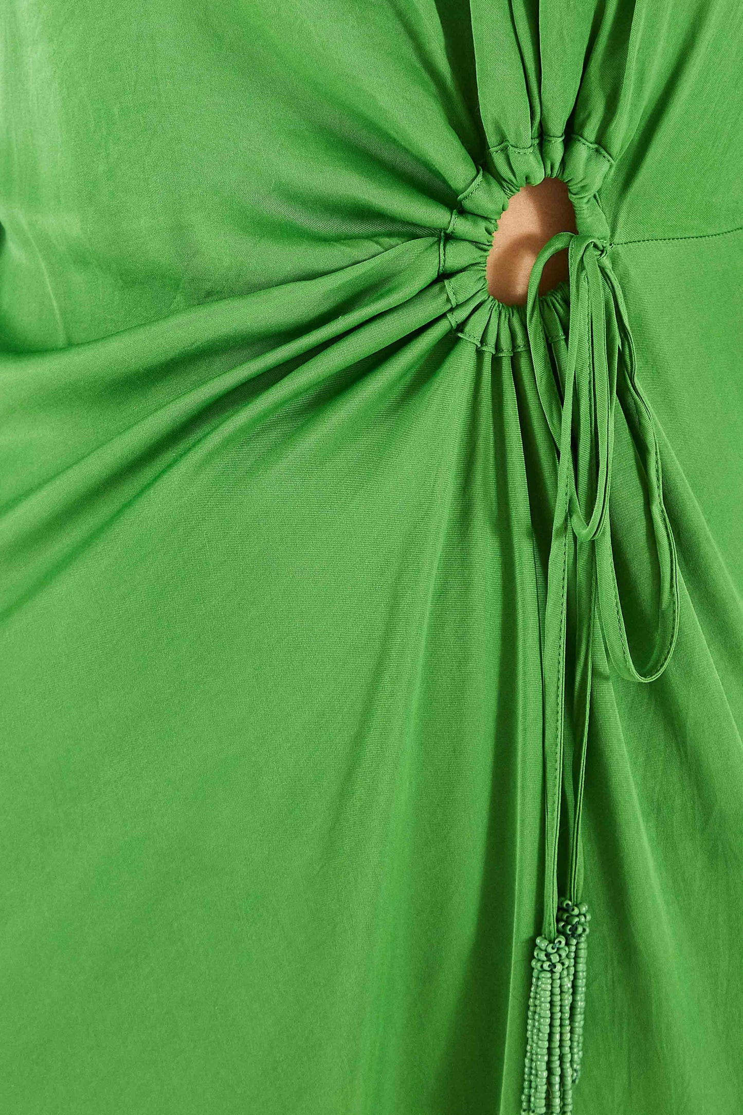 GREEN CUT OUT DRESS | Midi | Front Circle Detailing | FarmRio (US)