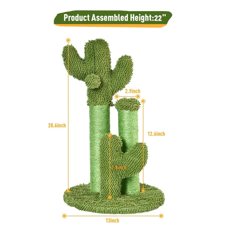 Vibrant Life Cactus Cat Scractching Post with Toy Ball, Green | Walmart (US)