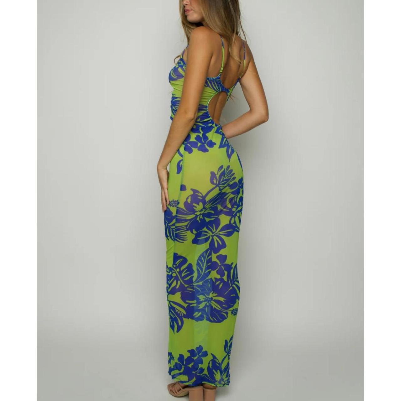 Melissa Simone Mesh Maxi Dress in Green & Blue

NWT... | Depop | Depop US