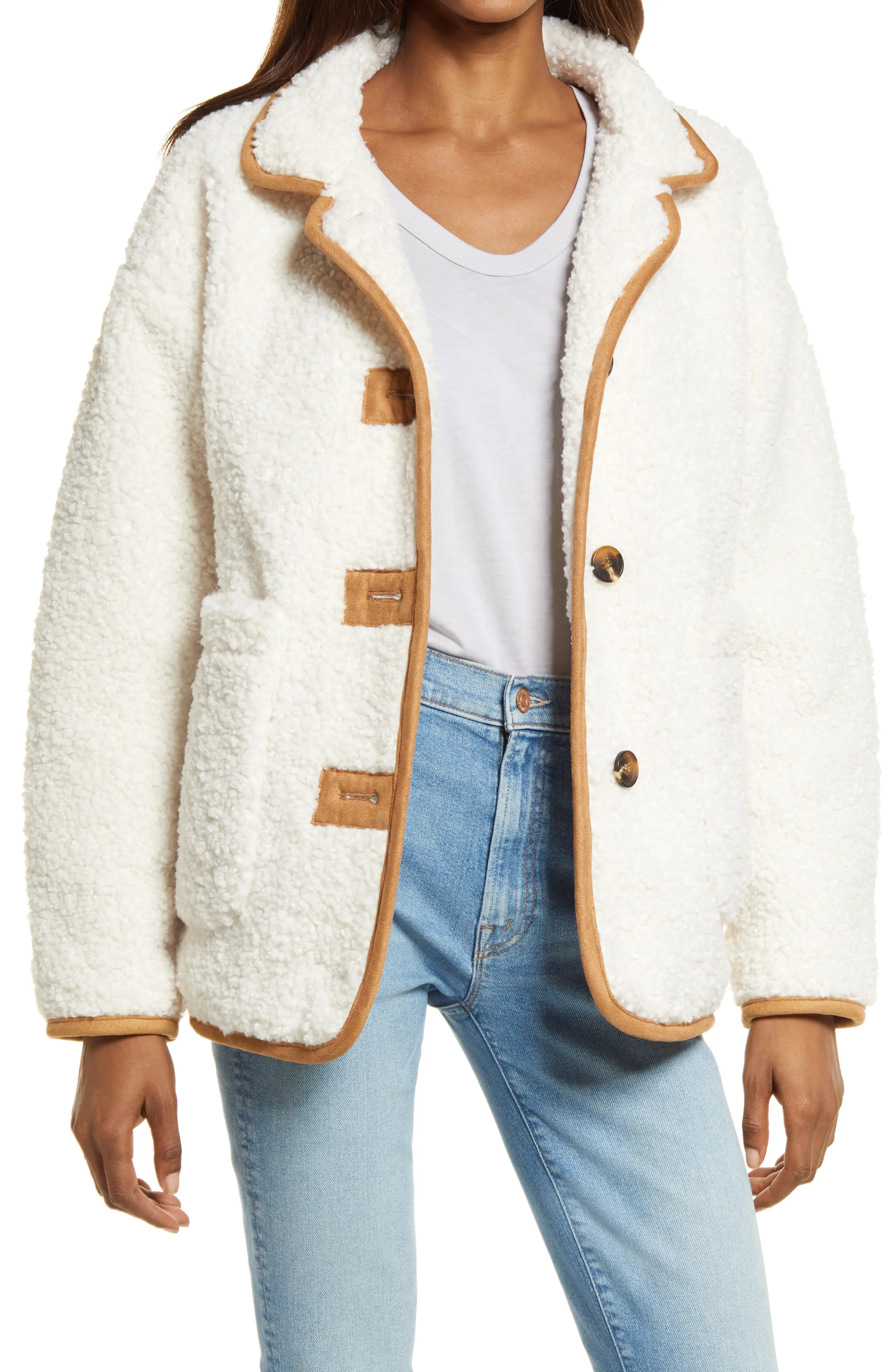 Treasure & Bond Faux Fur Jacket in Beige at Nordstrom, Size X-Large | Nordstrom