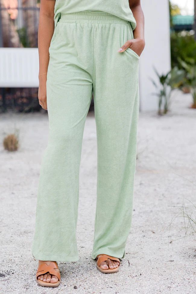 Never Looking Back Lime Terry Lounge Pants FINAL SALE | Pink Lily