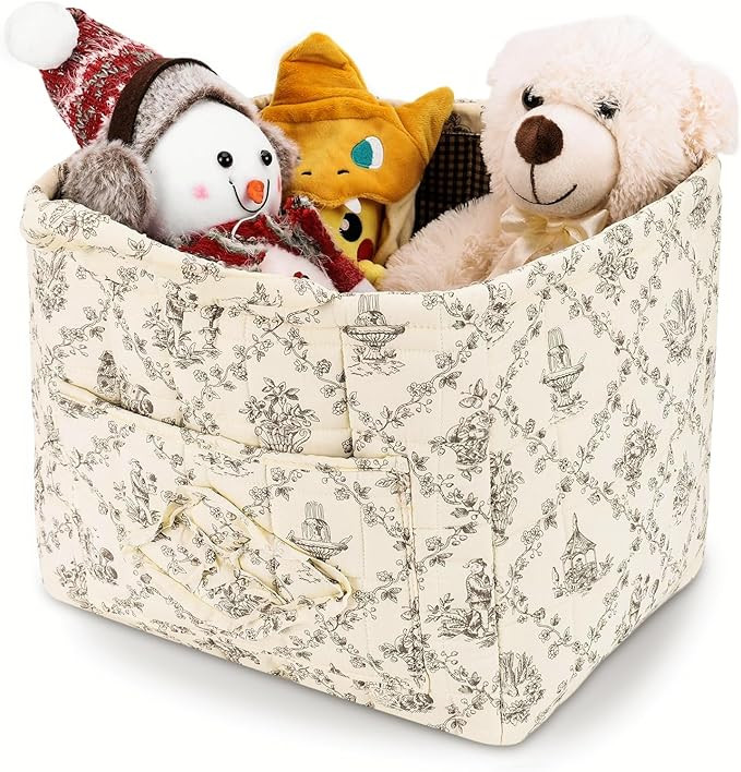 Storage Basket Boho Fabric Large Collapsible Floral Laundry Nursery Hamper Portable Folding Stora... | Amazon (US)