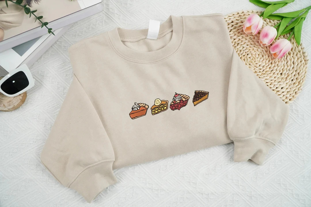 Embroidered Thanksgiving Pie Sweatshirt, Cherry Pie Shirt, Pumpkin Pie Sweatshirt, Pecan Pie Swea... | Etsy (US)